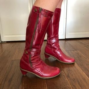 Red Dr. Martens Boots with Kitten Heels
